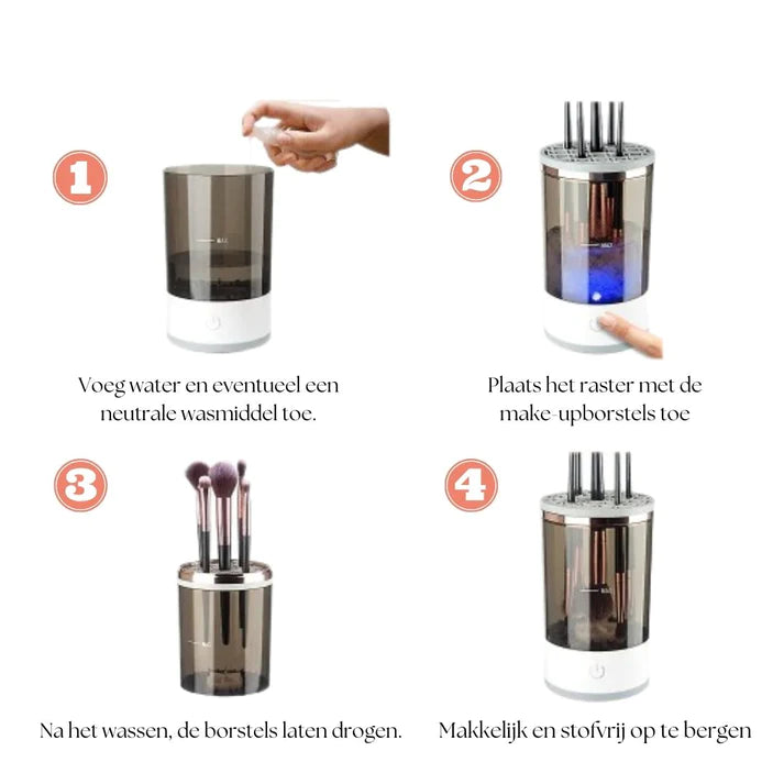 Brushy™ Make-up Borstelreiniger (gratis 8 delige Brush set)