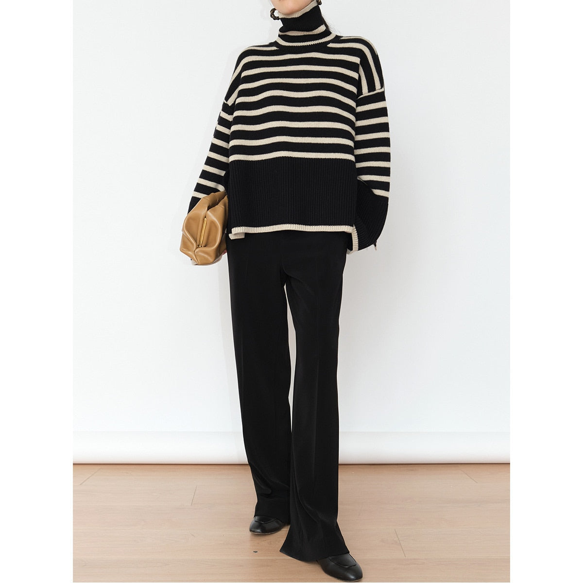 Striped high neck - Knitted jumper